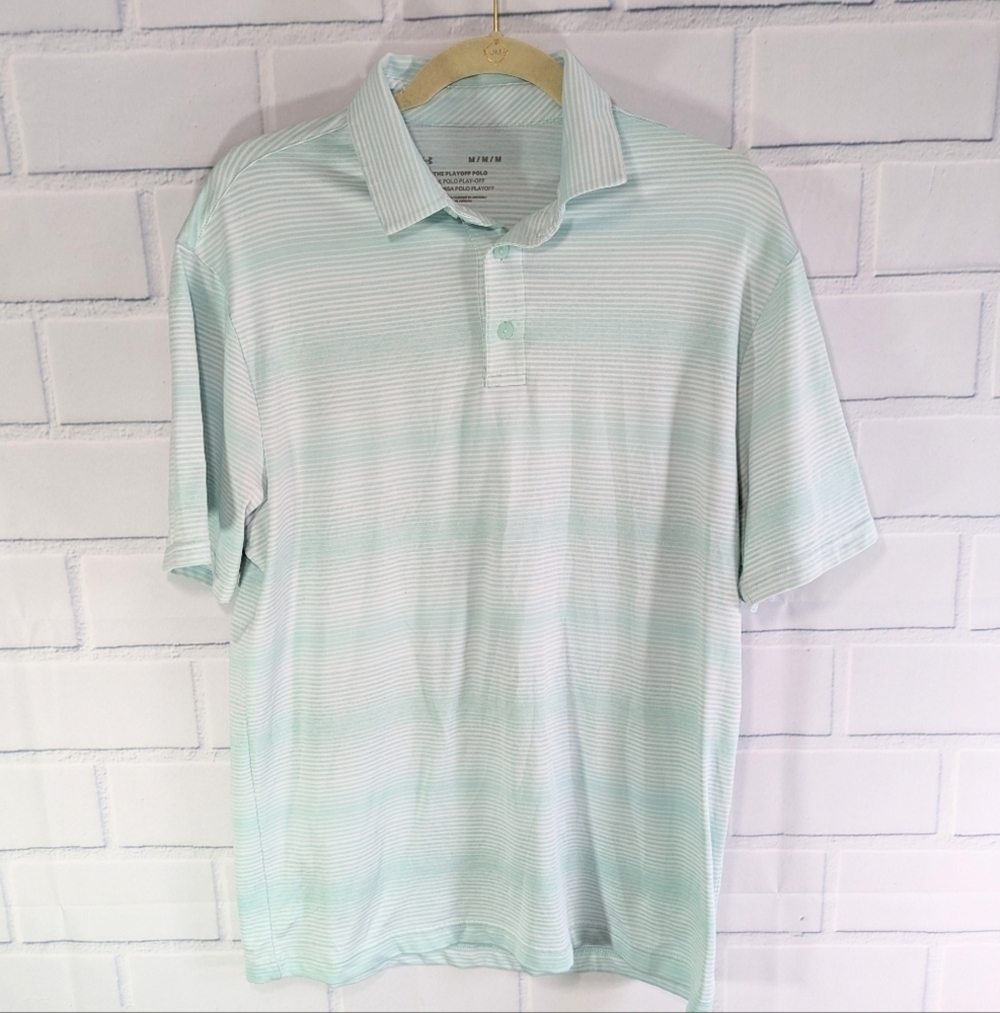 Under Armour Quick Dry Teal/White Striped Playoff Polo